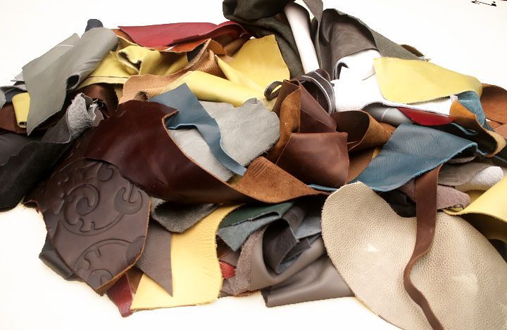 Genuine Leather Scrap Pieces for Crafting 3 lbs Box Various Sizes & Colors 