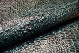 Genuine Lambskin Pinholes Perforated Croco Embossed Leather Hide  Tk137 Black 