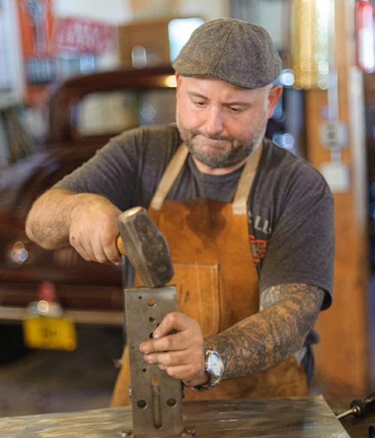 Jerry working in his auto workshop. 