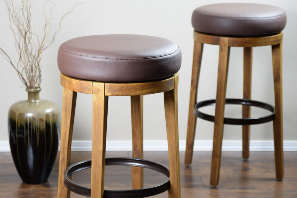 Leather Upholstery Diy How To, How To Recover Round Bar Stools With Leather
